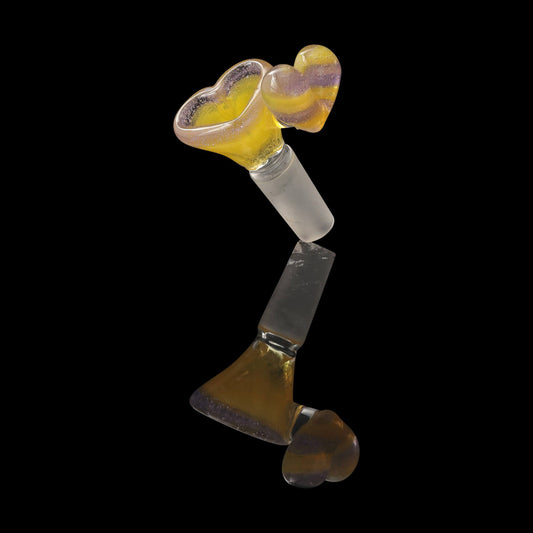 hand-blown art piece - 10mm Yellow Male Love Slide by Sakibomb (2023)