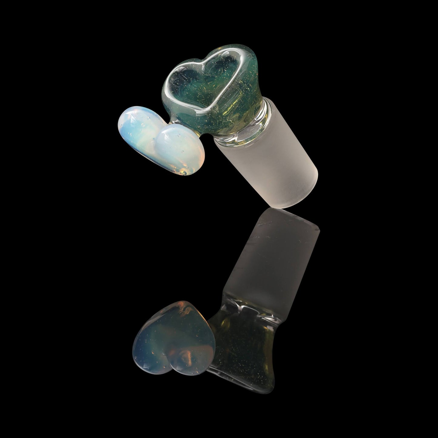 hand-blown art piece - Green 18mm Male Love Slide by Sakibomb (2023)