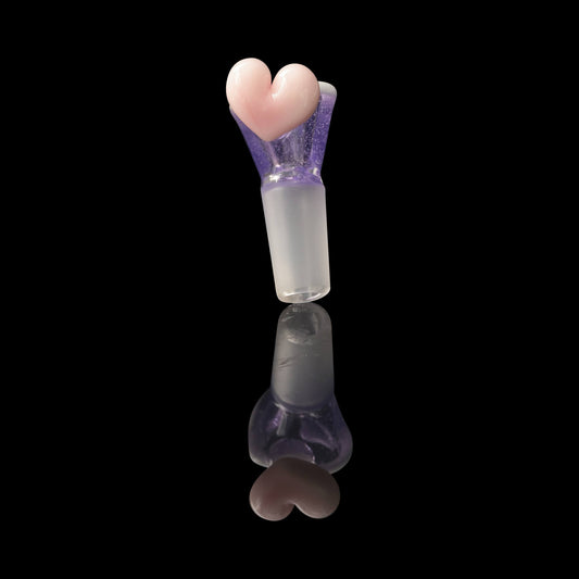 meticulously crafted art piece - Purple with White Lip 14mm Male Love (B) Slide by Sakibomb (2023)