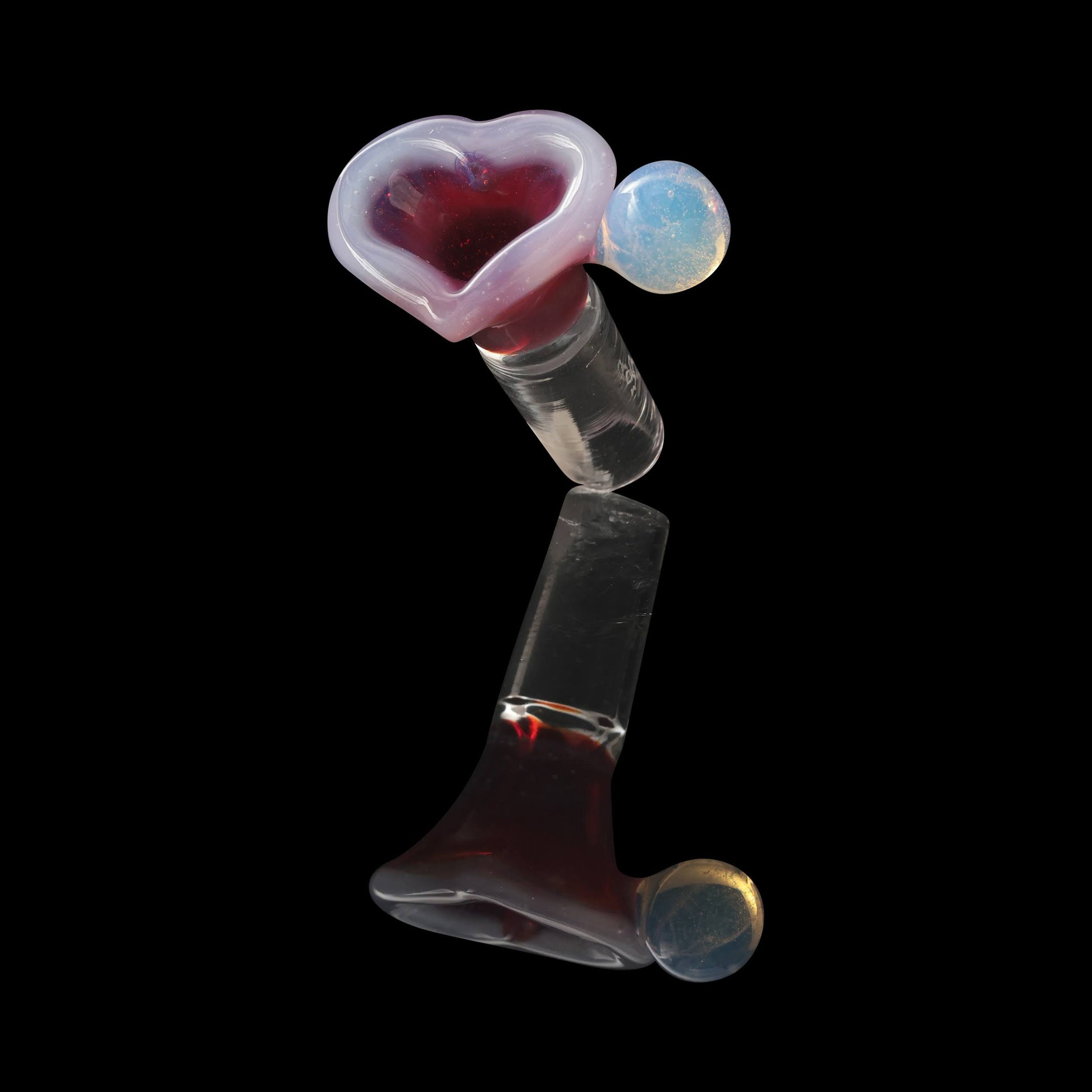 hand-blown art piece - Red 14mm With Purple Lip Male Love Slide by Sakibomb (2023)