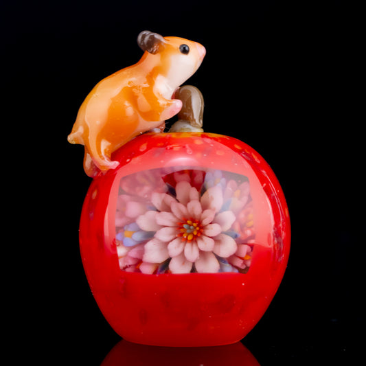 Hamster and Apple Paperweight by Tomomi Handa