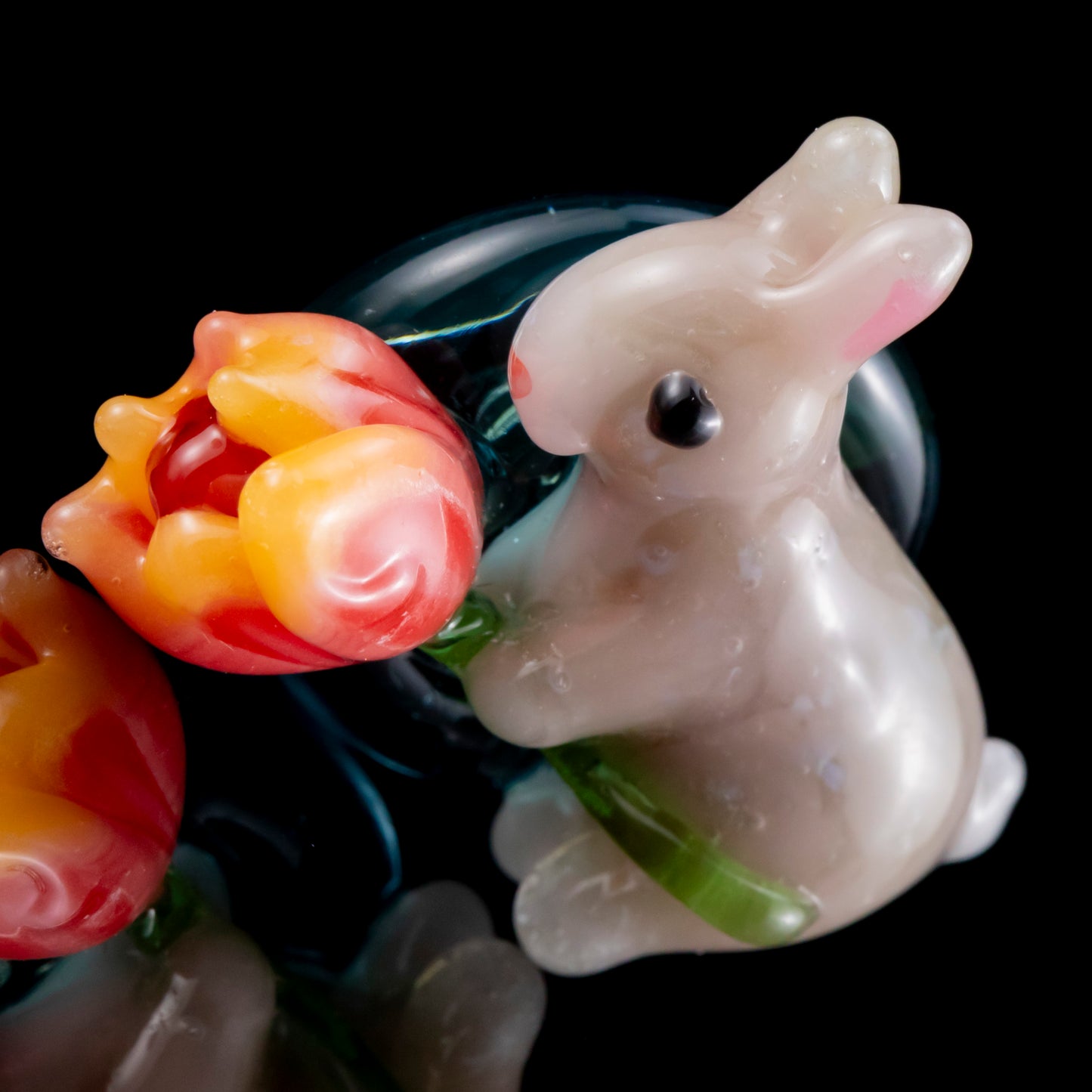 Rabbit and Tulip Broach by Tomomi Handa