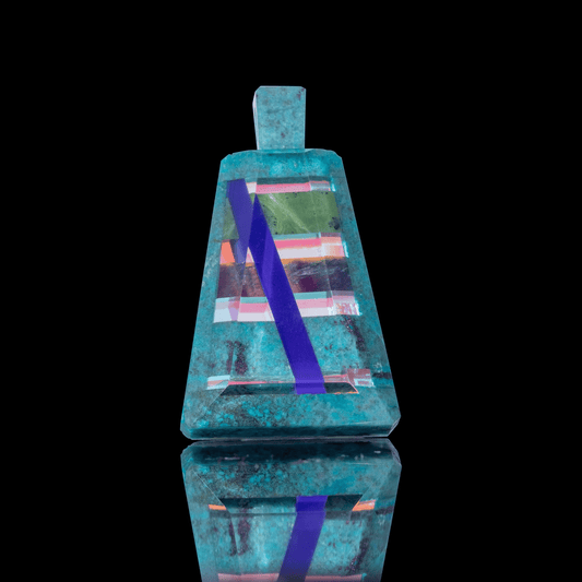 artisan-crafted glass pendant - Chrysocola Agate Rainbow Pendant by Dan Barto (Trinkets & Tokens 2022)