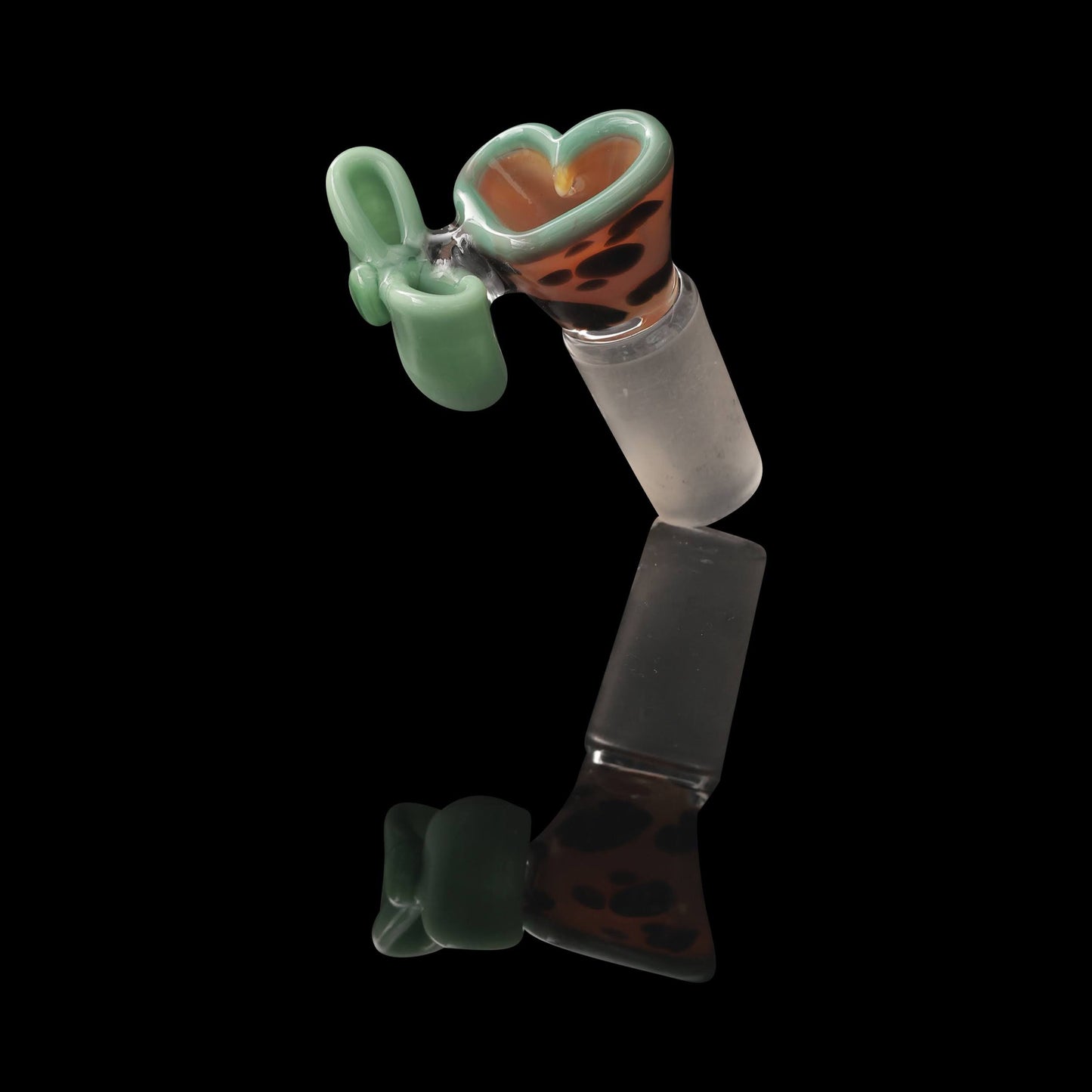 heady art piece - 14mm Male Jade Leopard Love Slide with Bow by Sakibomb (2023)