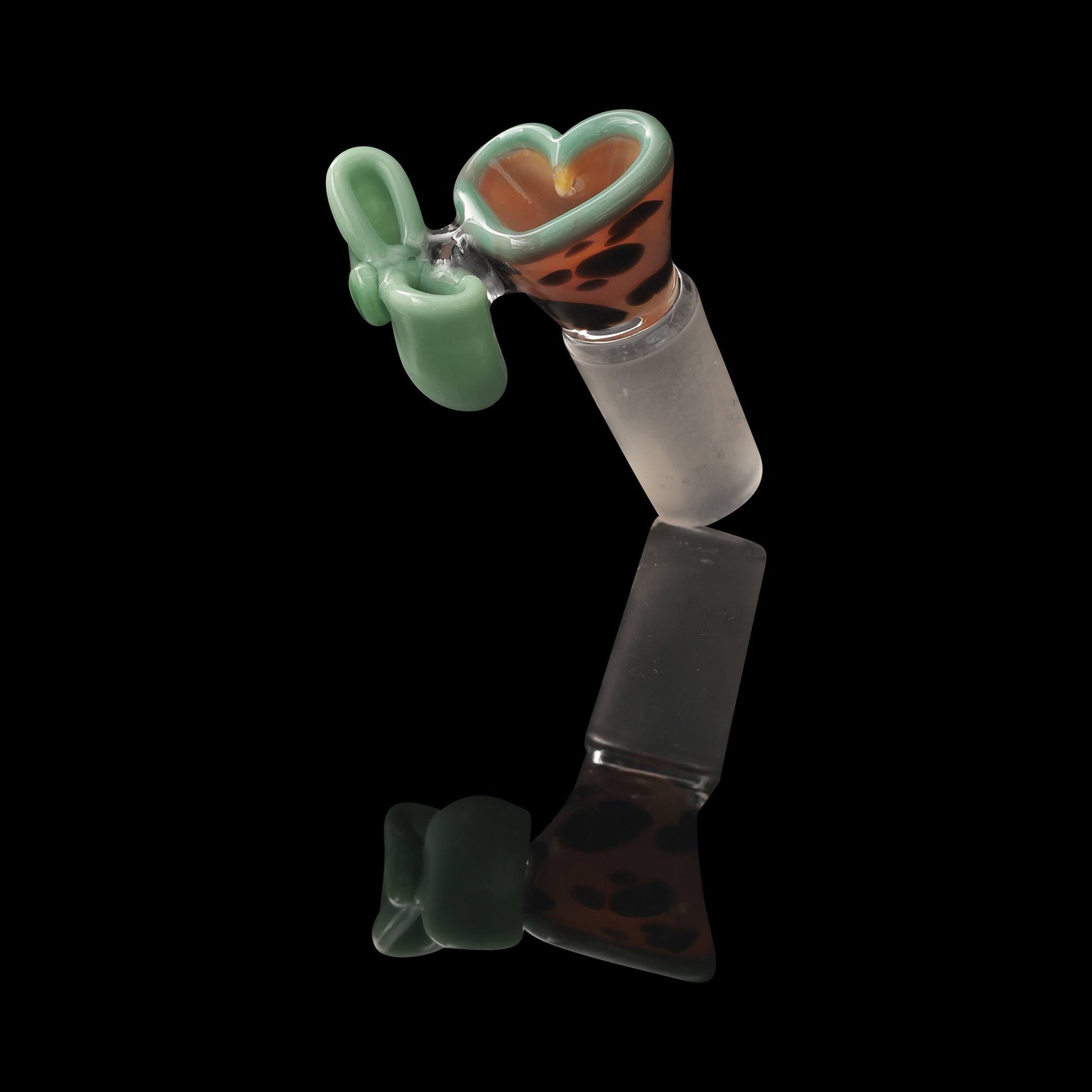 heady art piece - 14mm Male Jade Leopard Love Slide with Bow by Sakibomb (2023)