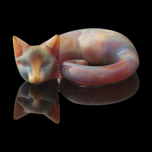 exquisite glass pendant - Sasha's Oil Slick Mini Sleeping Kitty Pendant by Spiller Woods (2023)