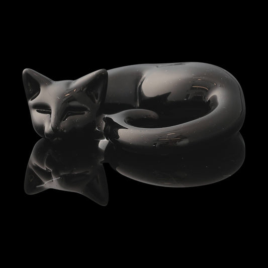 sophisticated glass pendant - Galaxy Black Mini Sleeping Kitty Pendant by Spiller Woods (2023)
