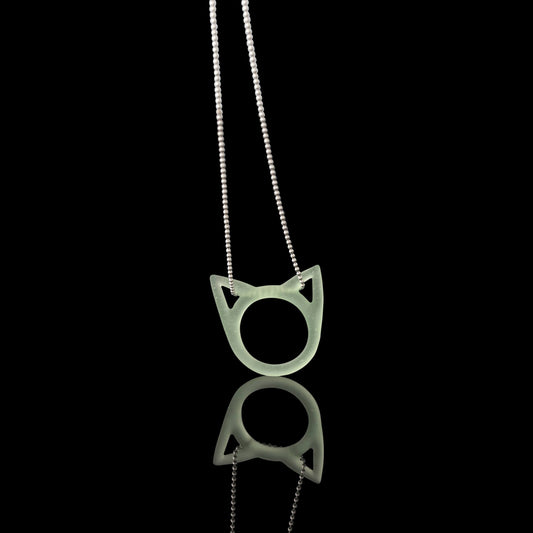 meticulously crafted glass pendant - CFL Frosted Siriusly Kitty Face Pendant by Spiller Woods (2023)