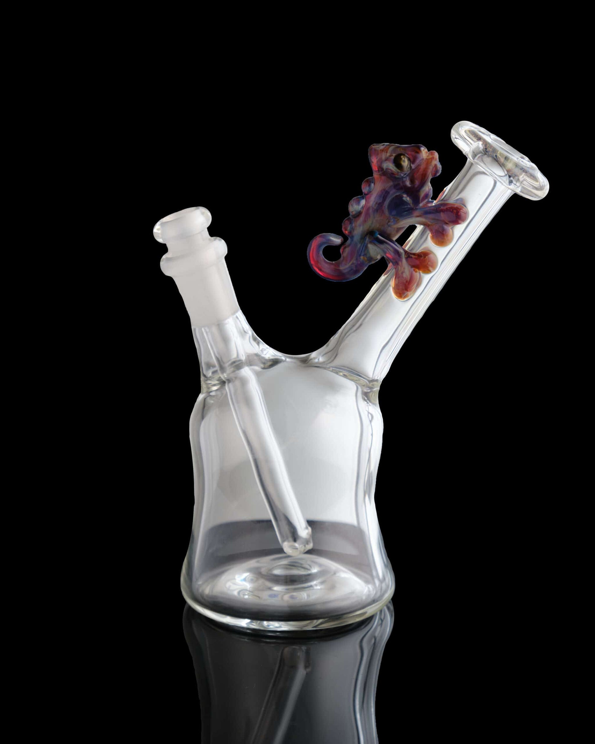 luxurious design of the Amber Purple Chameleon on Clear Rig by Willy That Glass Guy