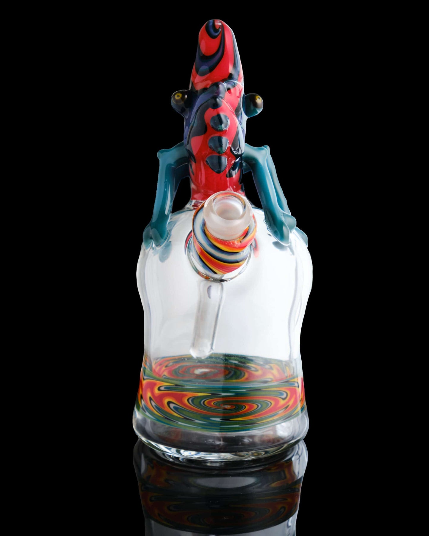 innovative design of the Aztec/Fire/Ice w/ Aqua Azul Limbs Chameleon on Wig Wag Rig by Willy That Glass Guy