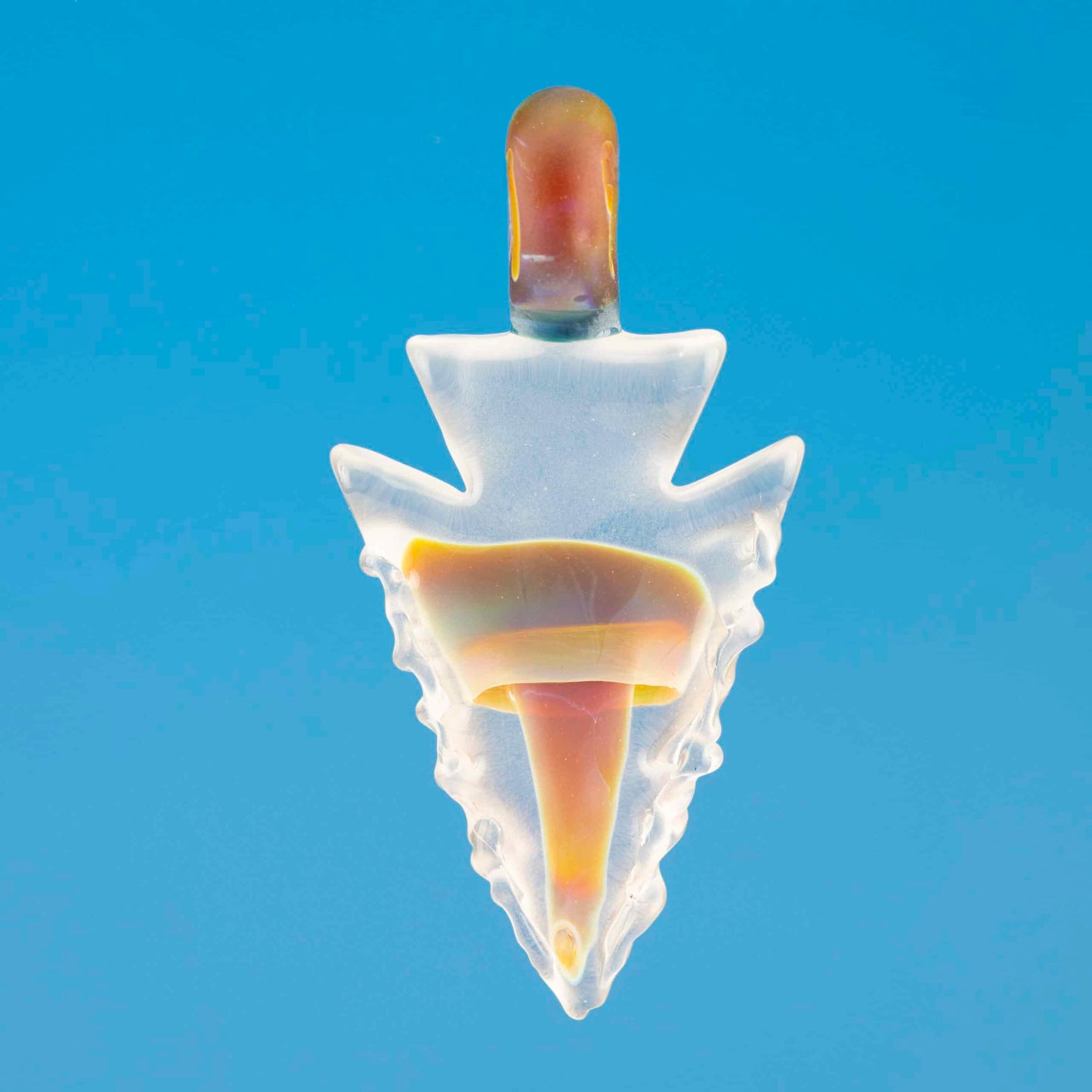 innovative glass pendant - GA Jamboree Mushroom Collab Arrowhead Pendant w/ Peacock Chameleon Encalmo by ElksThatRun & WyTry