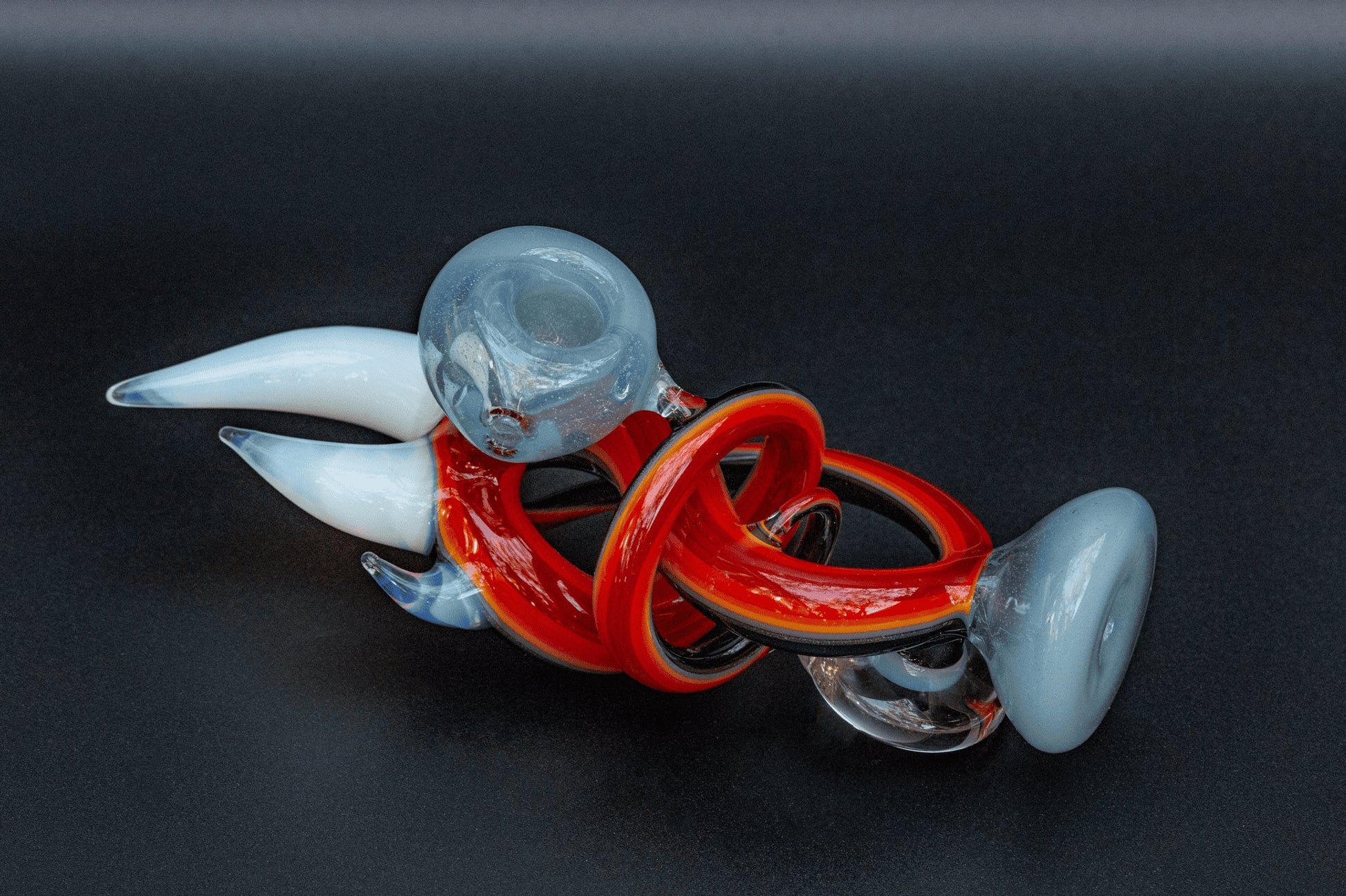 heady art piece - Dry Abstract Bowl w/ Ghost Marble by Cambria Glass