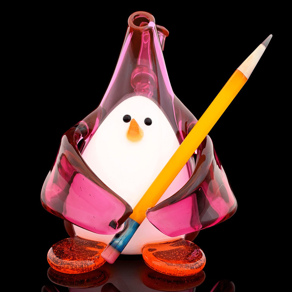 hand-blown design of the Stupid Little Penguin Collaboration Rig by Sherbet Glass x Chaka Glass