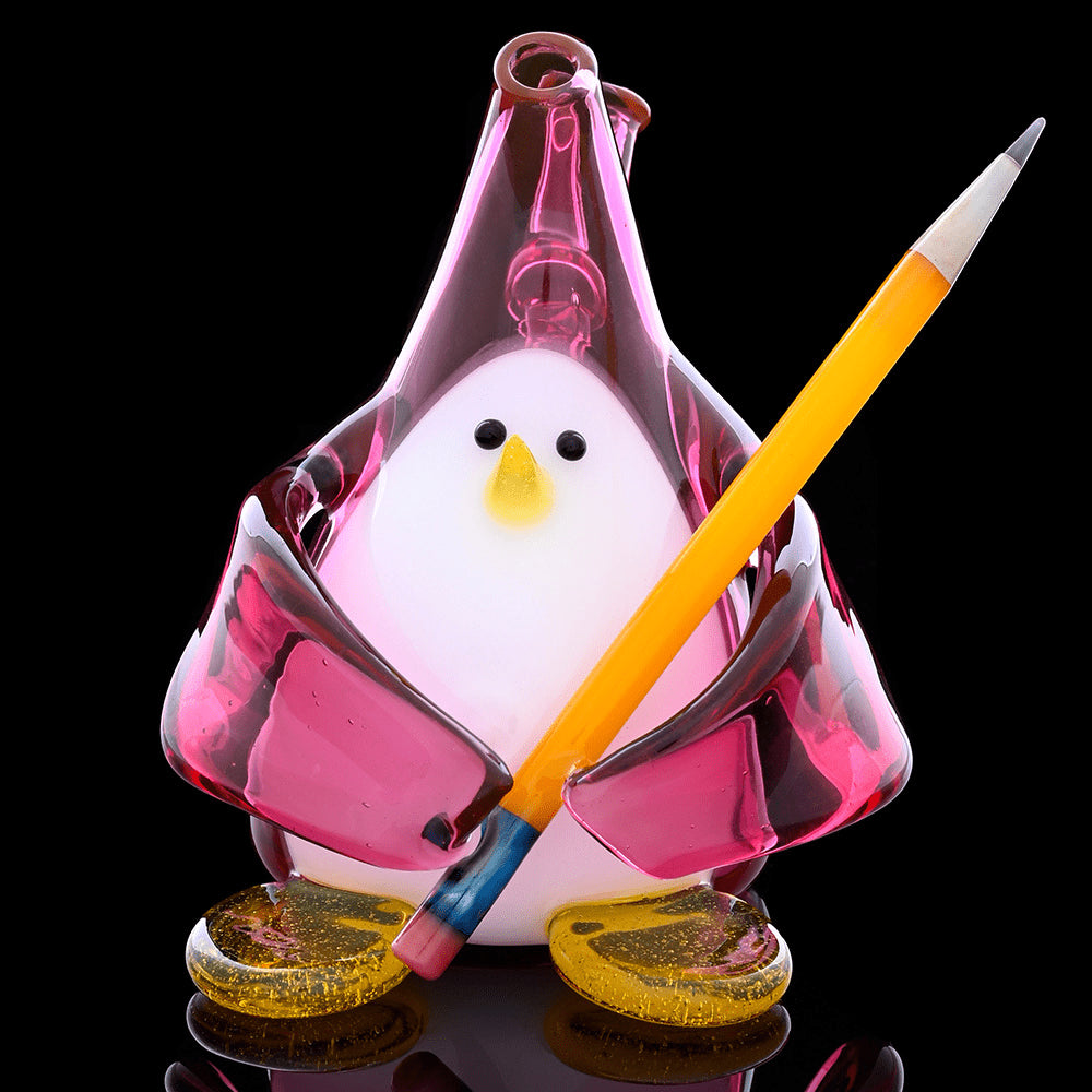 hand-blown design of the Stupid Little Penguin Collaboration Rig by Sherbet Glass x Chaka Glass