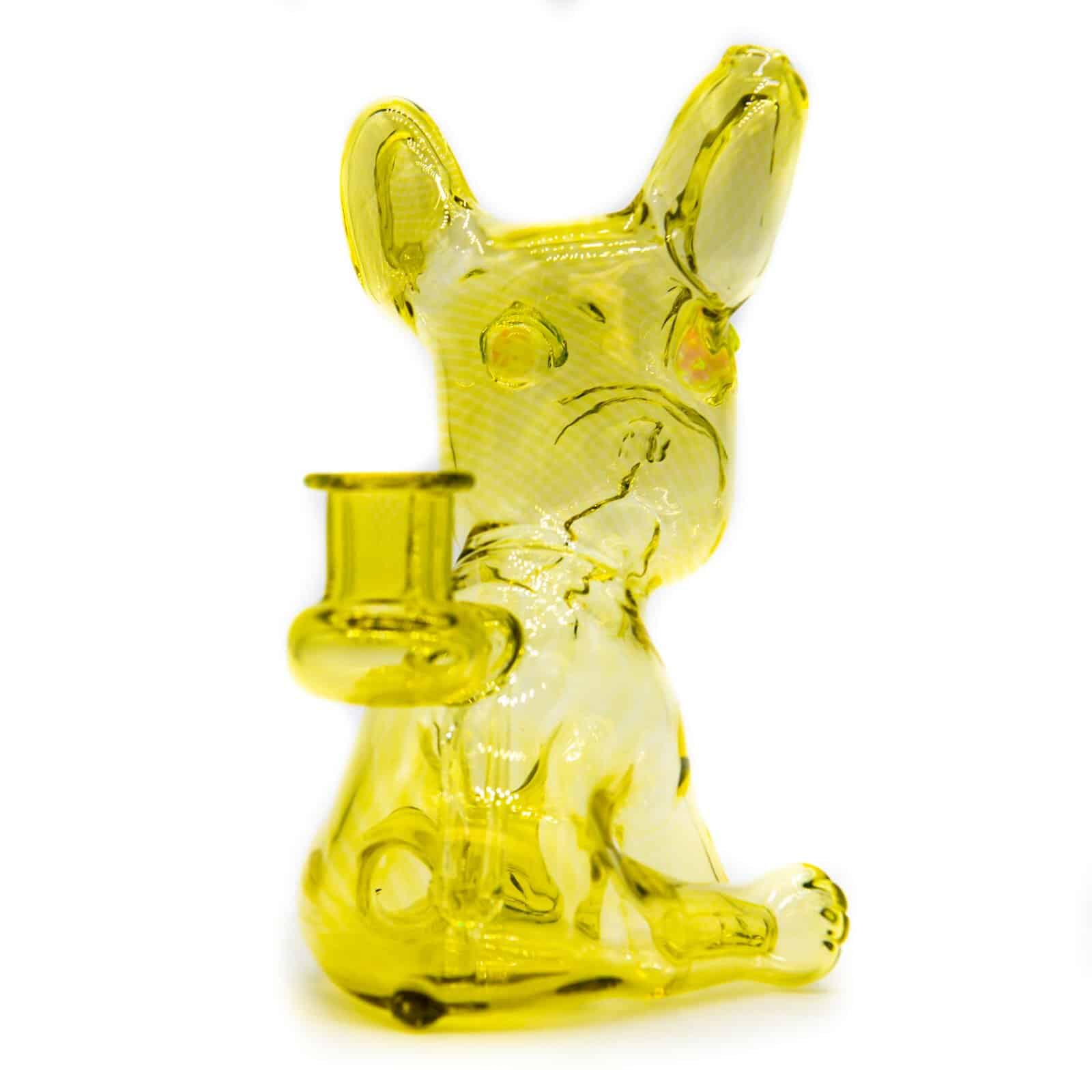 artisan-crafted glass pendant - [SW5] Citrine UV Frenchie Recycler with Opal Eyes Set by Swanny (w/ matching Opal Eyes Frenchie Pendant, Frenchie Spinner Cap, Bobblehead Opal Eyes Pendant, a Swanny Moodmat, and a signed 1300 Pelican