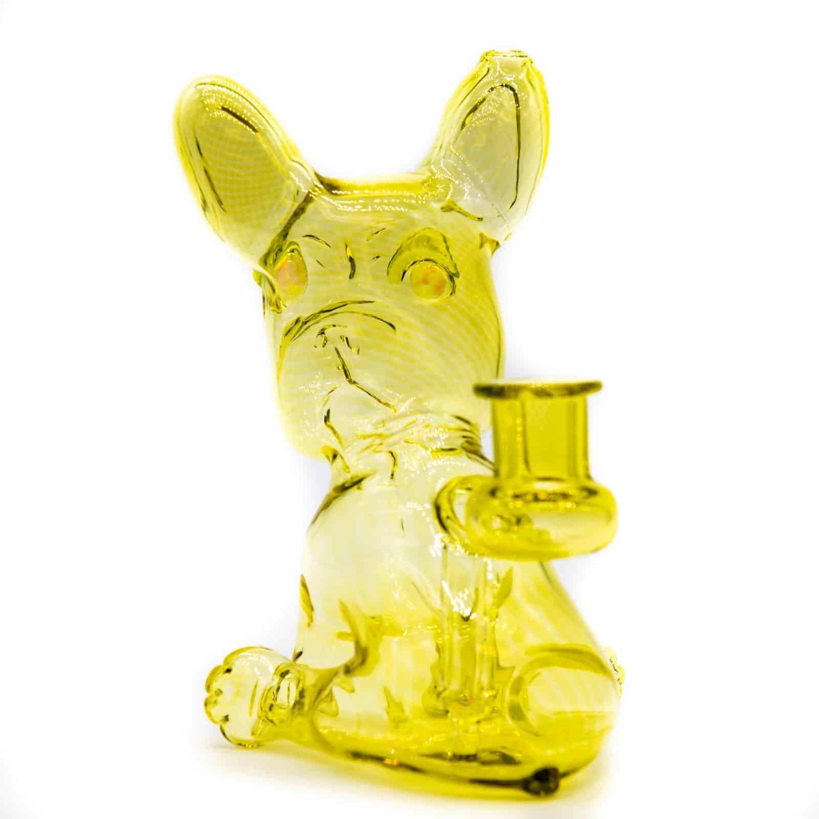 artisan-crafted glass pendant - [SW5] Citrine UV Frenchie Recycler with Opal Eyes Set by Swanny (w/ matching Opal Eyes Frenchie Pendant, Frenchie Spinner Cap, Bobblehead Opal Eyes Pendant, a Swanny Moodmat, and a signed 1300 Pelican