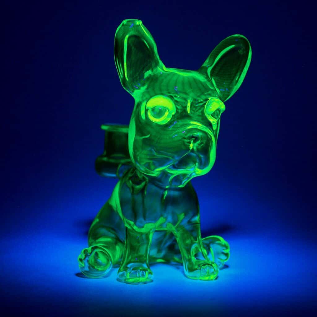 artisan-crafted glass pendant - [SW5] Citrine UV Frenchie Recycler with Opal Eyes Set by Swanny (w/ matching Opal Eyes Frenchie Pendant, Frenchie Spinner Cap, Bobblehead Opal Eyes Pendant, a Swanny Moodmat, and a signed 1300 Pelican