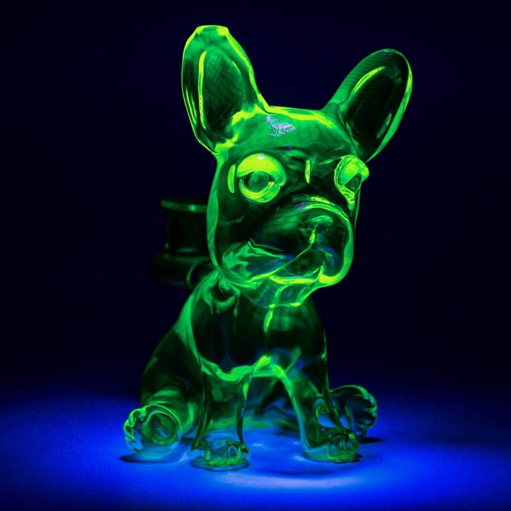 artisan-crafted glass pendant - [SW5] Citrine UV Frenchie Recycler with Opal Eyes Set by Swanny (w/ matching Opal Eyes Frenchie Pendant, Frenchie Spinner Cap, Bobblehead Opal Eyes Pendant, a Swanny Moodmat, and a signed 1300 Pelican