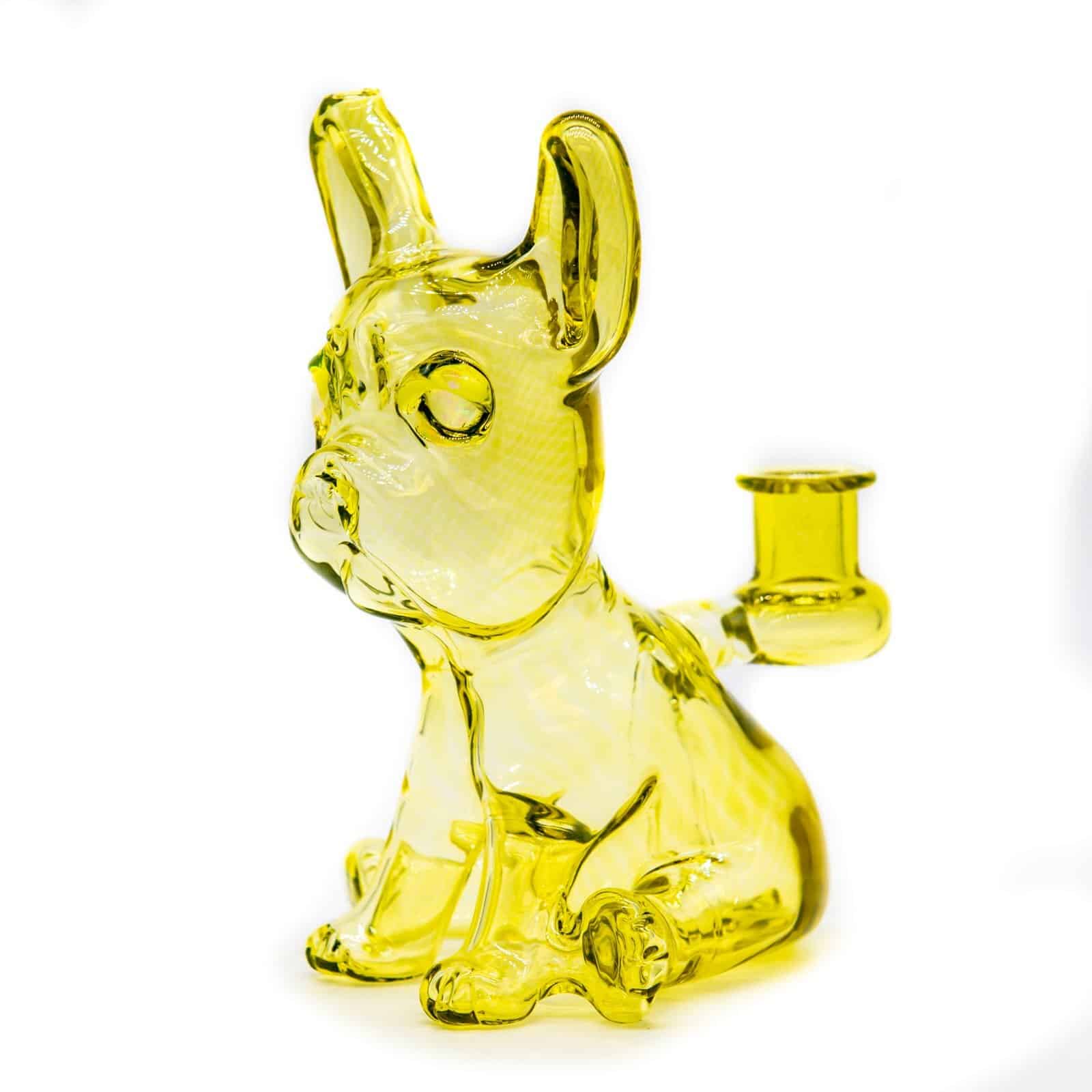 artisan-crafted glass pendant - [SW5] Citrine UV Frenchie Recycler with Opal Eyes Set by Swanny (w/ matching Opal Eyes Frenchie Pendant, Frenchie Spinner Cap, Bobblehead Opal Eyes Pendant, a Swanny Moodmat, and a signed 1300 Pelican