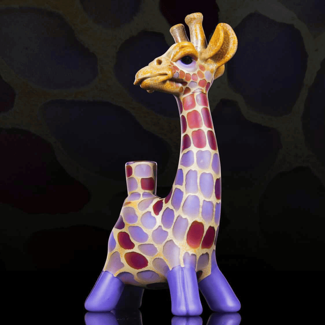 hand-blown design of the Giraffe Rig Set by Robertson Glass (w/ Matching Pendant, Spinner Cap, Terp Pearls (2), and Pelican Case)
