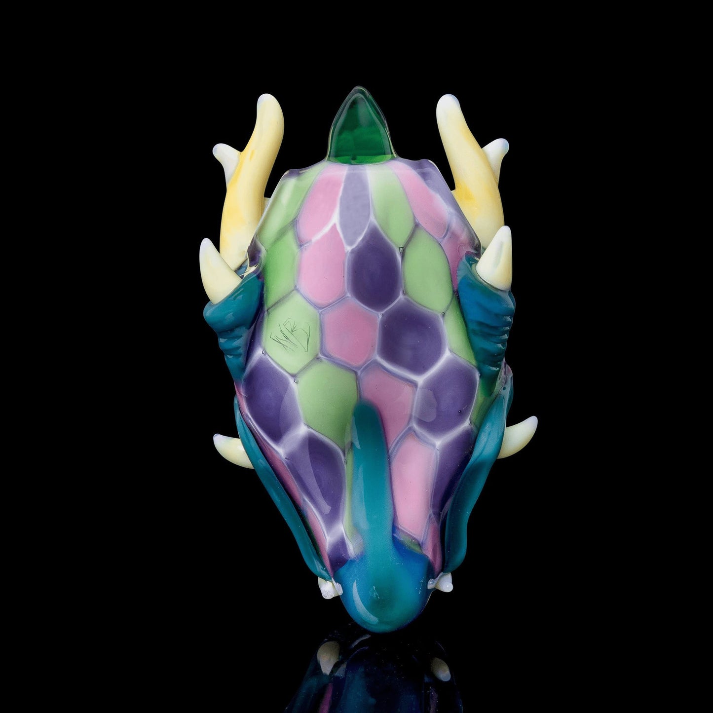 hand-blown glass pendant - Tropic Berry Dragonhead Pendant by Nathan Belmont (Belmont’s Beasts)