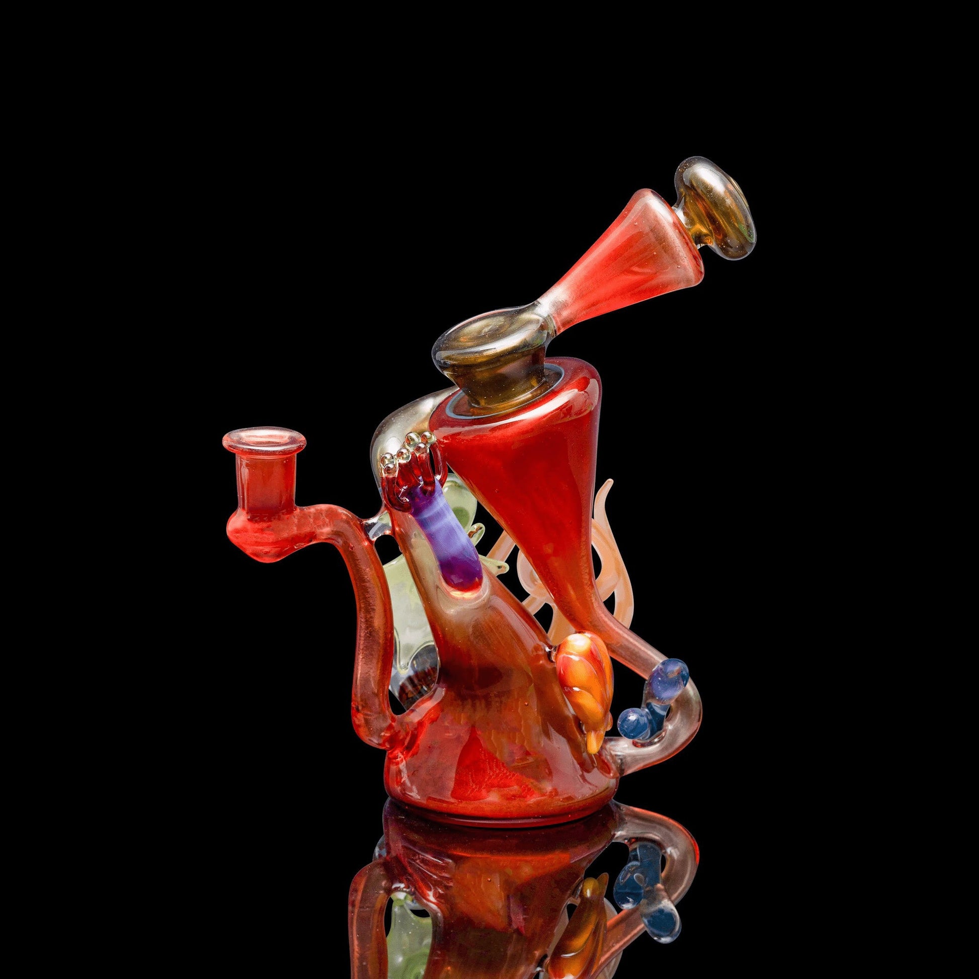 heady art piece - Solo Red Recycler by Burtoni Glass (Release 2022)