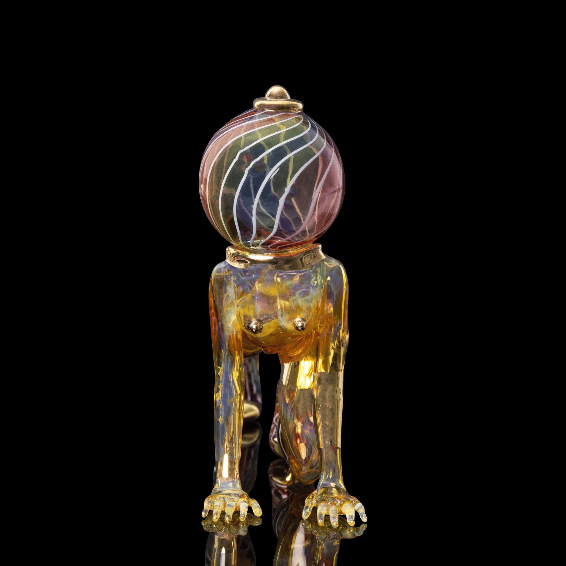 artisan-crafted design of the Collab Astronaut Girl Dry Pipe by Sibelley x Karma Glass (Cyber Punks 2022 Release)