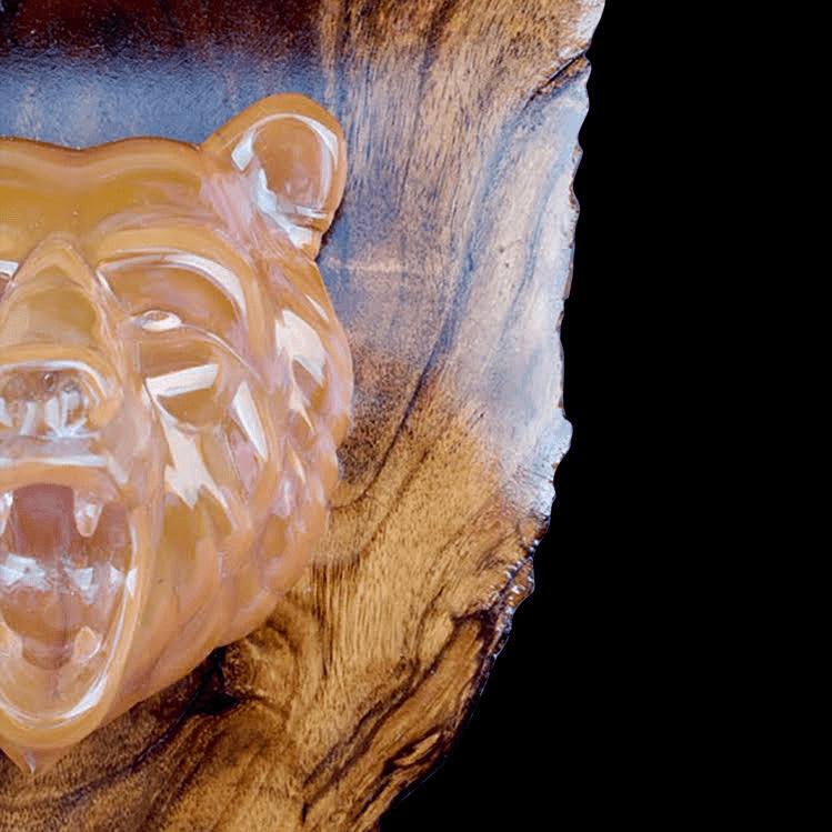 artisan-crafted art piece - Goldie Bear by Cha Glass x Nolan Callahan (SCOPE 2022)