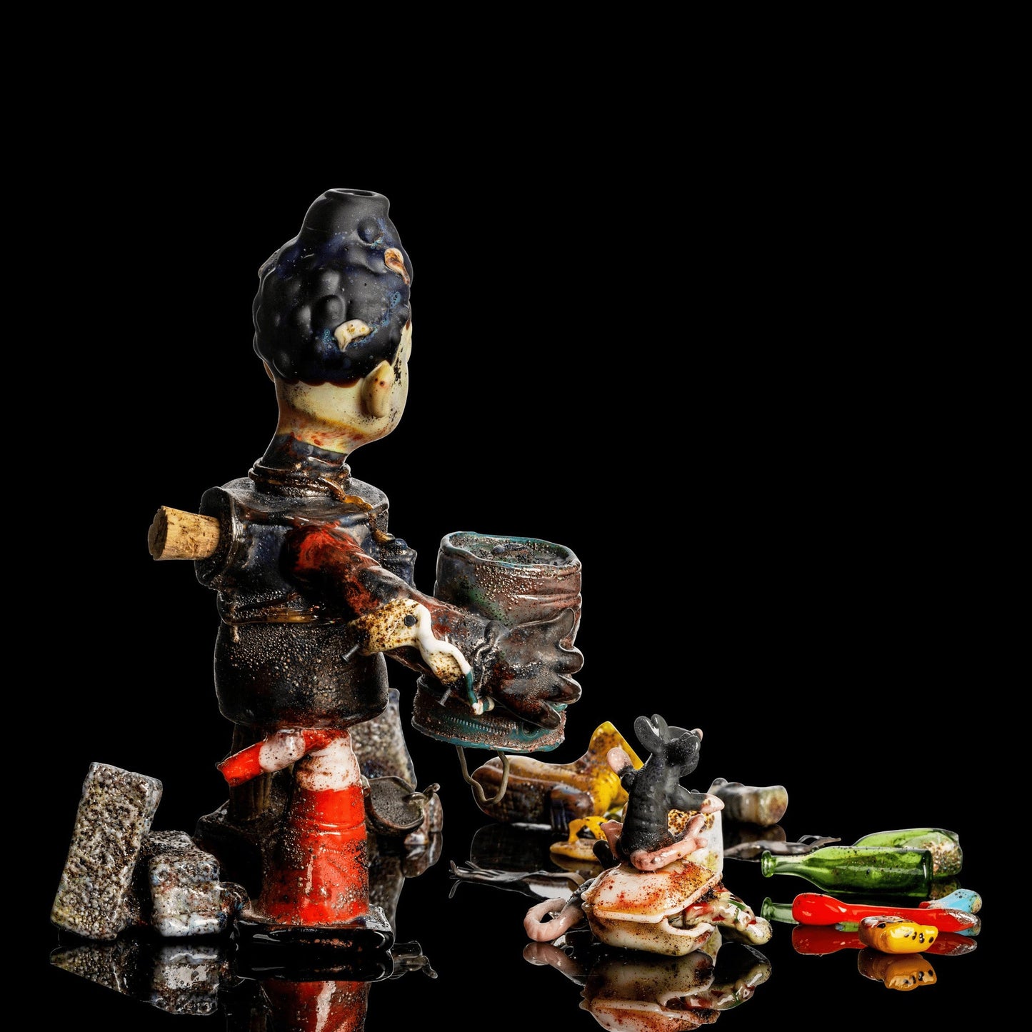 meticulously crafted art piece - Garbage Boy by Ethan Windy x Zii Glass (SCOPE 2022)