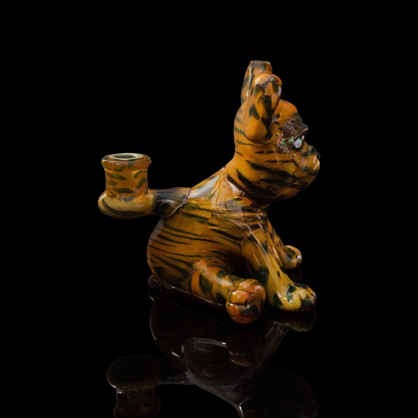 meticulously crafted design of the Fumed Tiger Custom Stripe Pattern Mini Frenchie Rig w/ Opal Eyes by Swanny (2023)