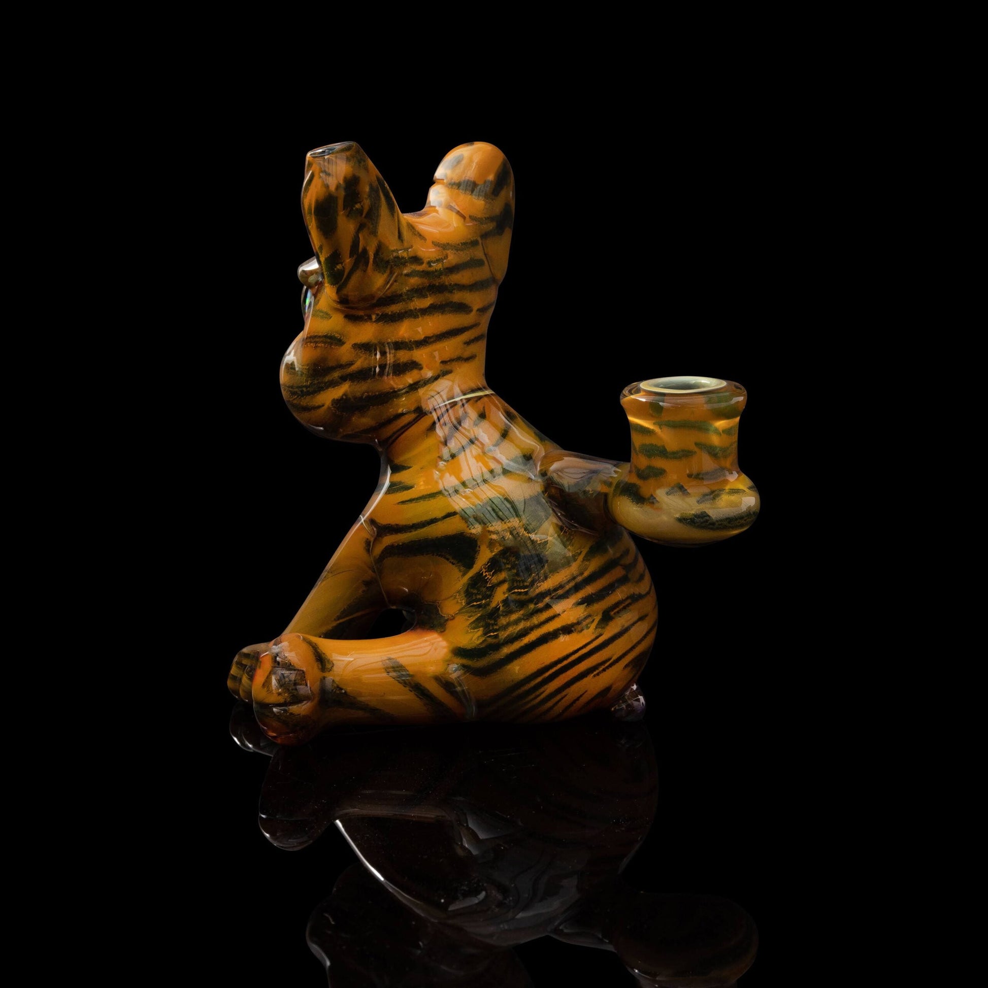 meticulously crafted design of the Fumed Tiger Custom Stripe Pattern Mini Frenchie Rig w/ Opal Eyes by Swanny (2023)