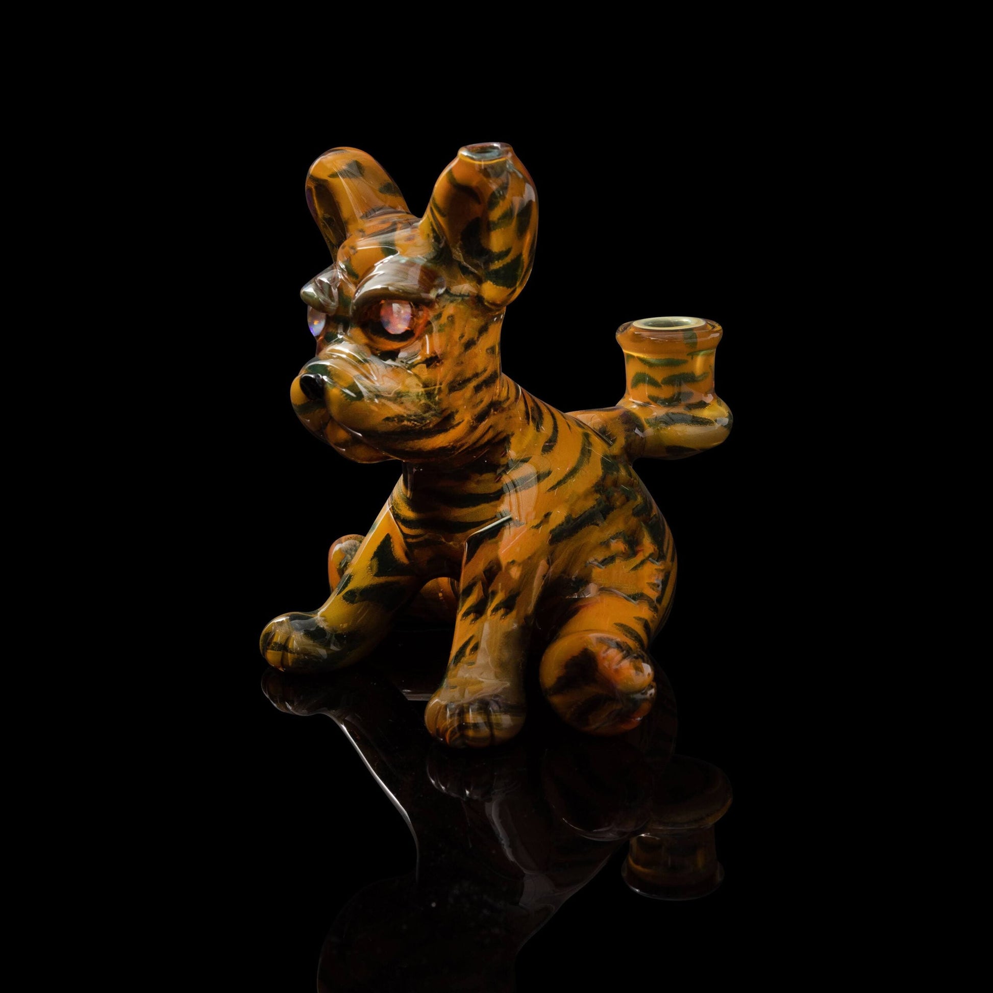 meticulously crafted design of the Fumed Tiger Custom Stripe Pattern Mini Frenchie Rig w/ Opal Eyes by Swanny (2023)