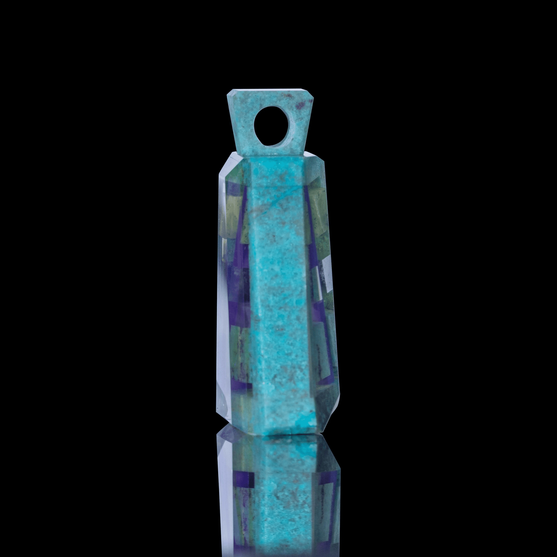 artisan-crafted glass pendant - Chrysocola Agate Rainbow Pendant by Dan Barto (Trinkets & Tokens 2022)